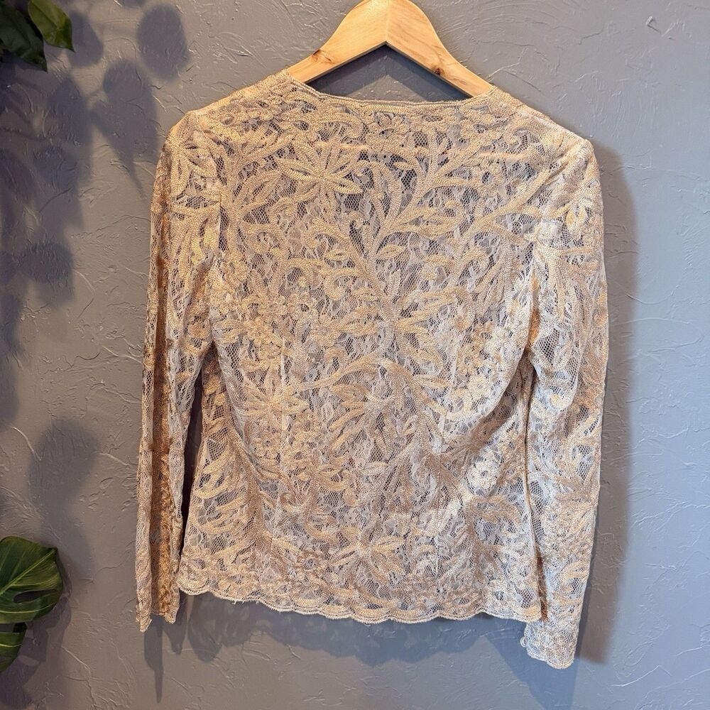 Vintage Y2K Carmen Marc Valvo Lace Cardigan Camisole Twin Set 8 Gold Top 2pc - Picture 3 of 9